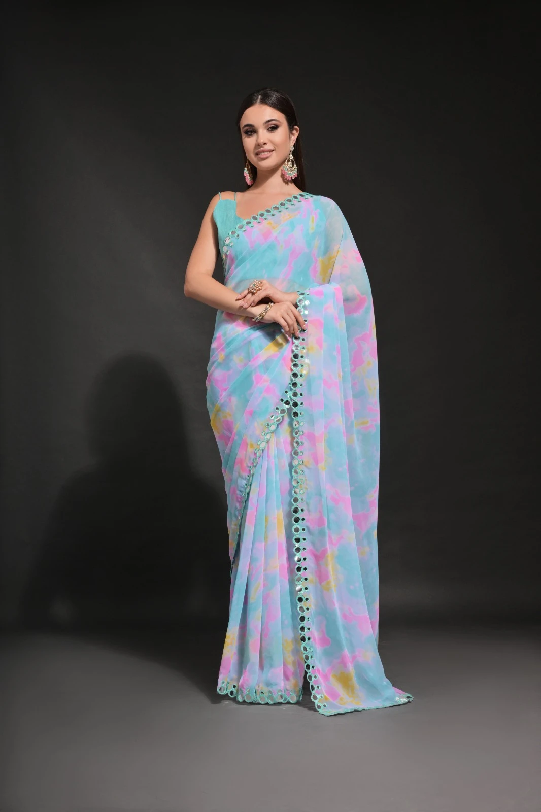 Pc Mirza Georgette Wholesale Fancy Sarees Catalog — Wholesale Sarees, MPA wholesale from Surat — view 2